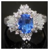 Platinum 3.30 ct GIA Sapphire & Diamond Ring