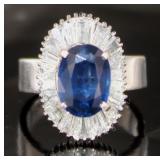 18kt Gold 3.98 ct Sapphire & Diamond Ring