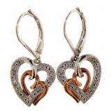 Two Tone Diamond Accented Heart Earrings