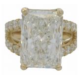 14k Gold 9.15 ct Radiant Cut Lab Diamond Ring