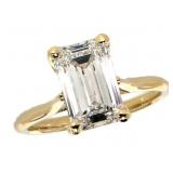 14kt Gold Emerald Cut 2.95 ct VS Lab Diamond Ring