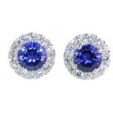 Round 5.32 ct Tanzanite & Diamond Earrings