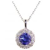 Round 2.75 ct Tanzanite & Diamond Necklace
