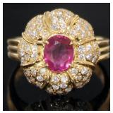 18kt Gold 1.50 ct GIA Ruby & Diamond Ring