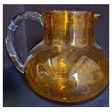 Amber Bubble Glass Pitcher