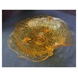 Fenton Silvertone Amber Glass Footed  Dish