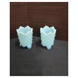 Blue Opalescent Fenton Three Footed Hobnail