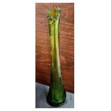 LE Smith Dominion MCM Avocado Green Art Glass