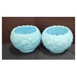 Fenton Blue Satin Glass Water Lily Bowl 4