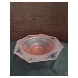 " Pink Depression GLASS OCTAGON Footed SERVING