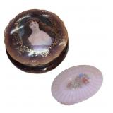 Satin Glass Dish & Victorian Style Powder Box