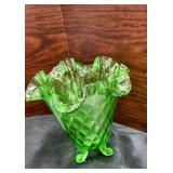 Fenton Springtime Diamond Optic Green Glass