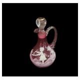 Bohemian Cranberry Art Glass Cruet Girl Figure