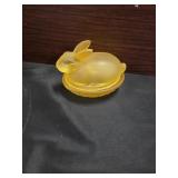 Iridescent Glass Yellow Easter Bunny Rabbit on