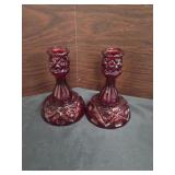 Viking Ruby Red Mid-Century Art Glass Candlestick