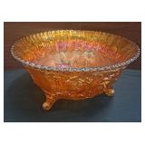 Vintage Imperial Carnival Glass Footed Bowl Rose