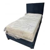 Twin Blue Upholstered Bed & Rails ONLY