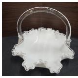 Vintage Fenton Glass Silver Crest White Bride