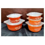 PYREX 5 PC WHEAT CASSEROLE SET wï¿½ Lids