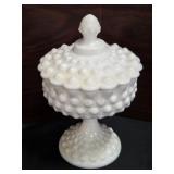 VTG Fenton Lidded Large Hobnail Candy Nut Dish