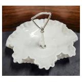 Fenton Hobnail Milk Glass Handled Bonbon
