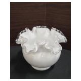 Fenton Silver Crest Milk Glass Bowl