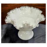Vintage Fenton Silver Crest Ruffled Compote