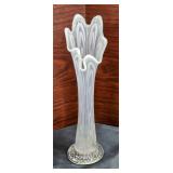 FENTON WHITE OPALESCENT SWUNG TREE TRUNK VASE