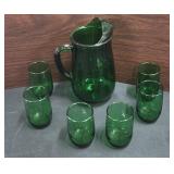 vintage Anchor Hocking Forest Green glass pitcher
