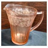 Pink Depression Glass Cherry Blossom Pitcher