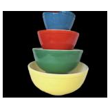 4 Pc Pyrex Primary Color Mixing Bowls