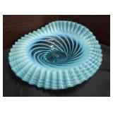 Fenton Blue Opalescent Swirl Hat Vase