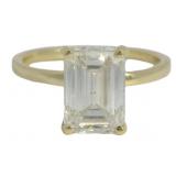 14k Gold 3.34 ct Emerald Cut Lab Diamond Ring