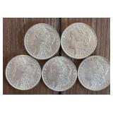 5- $1 Morgan Silver Dollar Coins 1884-88