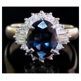 Platinum Natural 2.61ct Sapphire & VS Diamond Ring