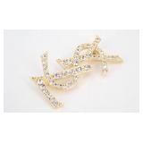 Yves Saint Laurrent Design Rhinestone Brooch