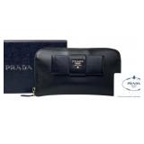 Prada Saffiano Round Ribbon Long Wallet w/ Box