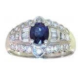 Platinum 1.40 ct Natural Sapphire & Diamond Ring