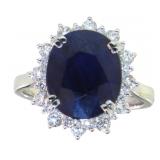 14kt Gold 6.20 ct GIA Sapphire & Diamond Ring