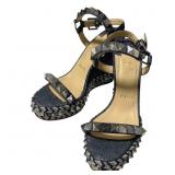Christian Louboutin Pyraclou Spike Denim Wedge
