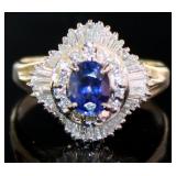 Platinum 1.43ct Natural Sapphire & VS Diamond Ring