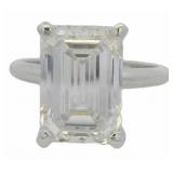 14k Gold 6.61 ct Emerald Cut Lab Diamond Ring