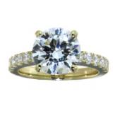 14k Gold 4.43 ct Round Lab Diamond Ring