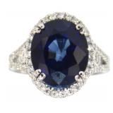 14kt Gold 8.77 ct Oval Sapphire & Diamond Ring