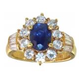 18k Gold 2.86ct Natural Sapphire & VS Diamond Ring