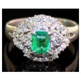 Platinum 1.02 ct Natural Emerald & Diamond Ring
