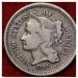 1866 Philadelphia Mint Three Cent Coin