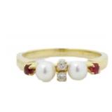18kt Gold MIKIMMOTO Pearl & Ruby Ring