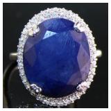 14kt Gold 13.00 ct GIA Sapphire & Diamond Ring
