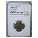 RARE -1937 3 Leg Buffalo Nickel